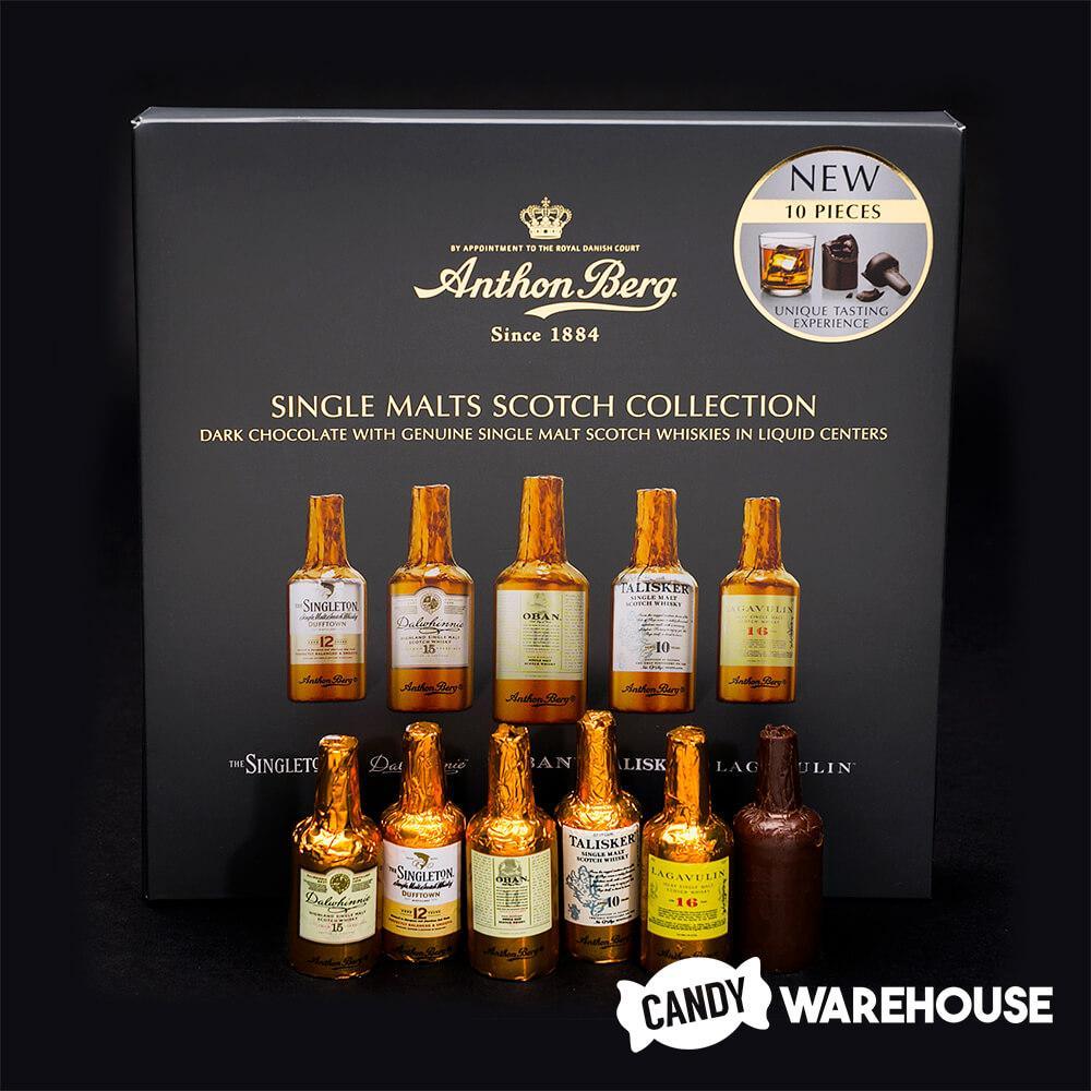 Anthon Berg Single Malt Scotch Chocolate Liquor Bottles: 10-Piece Gift Box - Candy Warehouse