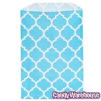 Aqua Blue Casablanca Pattern Candy Bags: 25-Piece Pack - Candy Warehouse