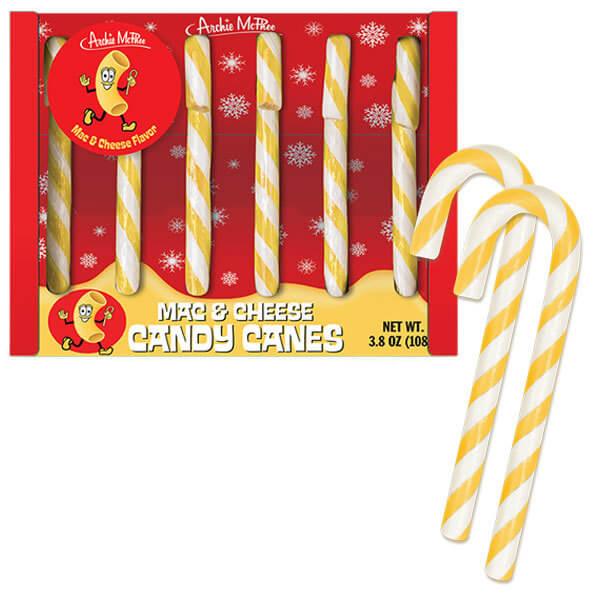Archie McPhee Mac and Cheese Candy Canes: 6-Piece Box - Candy Warehouse