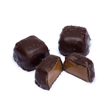 Asher's Dark Chocolate Sea Salt Caramels: 12-Piece Box - Candy Warehouse