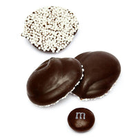 Asher's Deluxe Dark Chocolate Drops with White Nonpareils: 8LB Box - Candy Warehouse