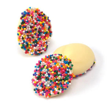 Asher's Deluxe White Chocolate Drops with Rainbow Nonpareils: 8LB Box - Candy Warehouse