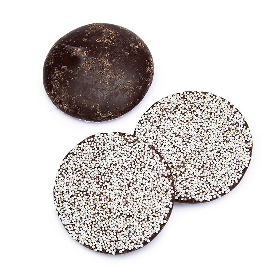 Asher's Giant Dark Chocolate Nonpareils Discs - White: 64-Piece Box - Candy Warehouse