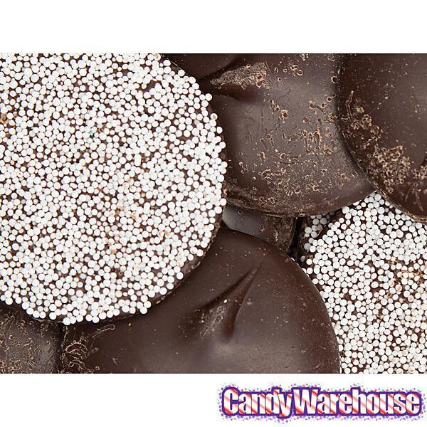Asher's Giant Dark Chocolate Nonpareils Discs - White: 64-Piece Box - Candy Warehouse