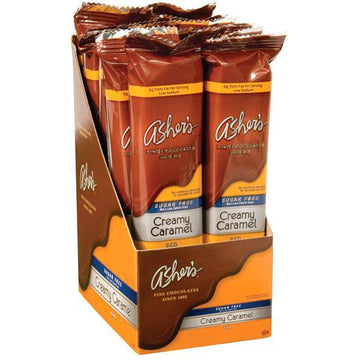 Asher's Sugar Free Chocolate Candy Bars - Caramel: 12-Piece Box - Candy Warehouse