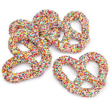 Asher's White Chocolate Covered Pretzels with Candy Seeds: 6LB Box - Candy Warehouse
