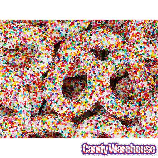 Asher's White Chocolate Covered Pretzels with Candy Seeds: 6LB Box - Candy Warehouse