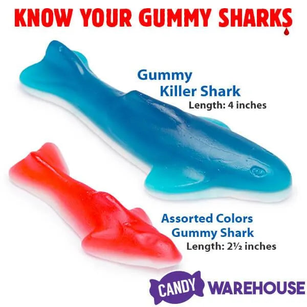 Assorted Colors Gummy Sharks: 5LB Bag | Candy Warehouse