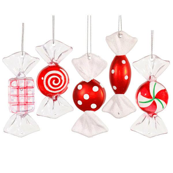 Assorted Peppermint Candy Ornaments - 3.5 Inch: 5-Piece Box - Candy Warehouse