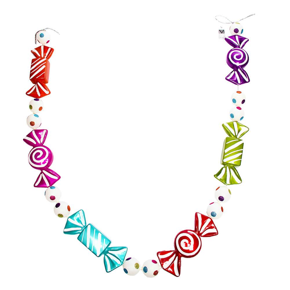 Assorted Swirl Jewel Candy Ornaments 6-Foot Garland - Candy Warehouse