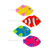 Assorted Tropical Fish Hard Candy Lollipops: 12-Piece Pack - Candy Warehouse