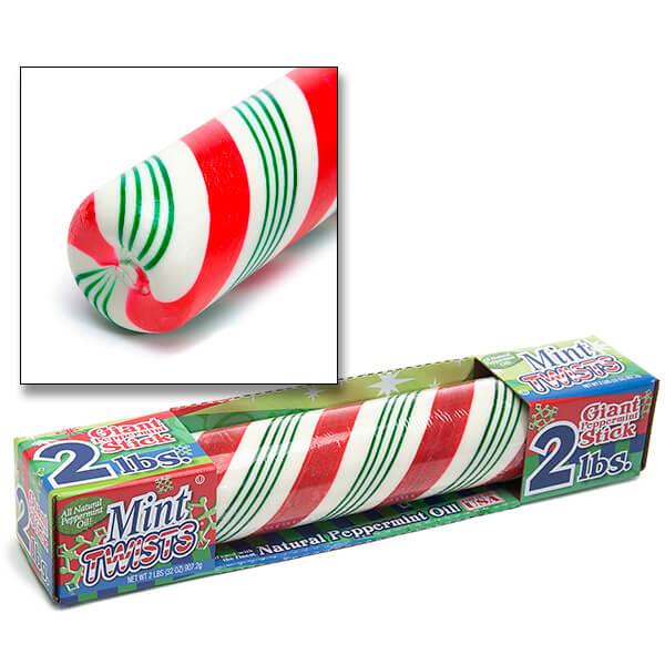 Atkinson Giant Christmas Hard Candy Mint Stick: 2LB Gift Box - Candy Warehouse
