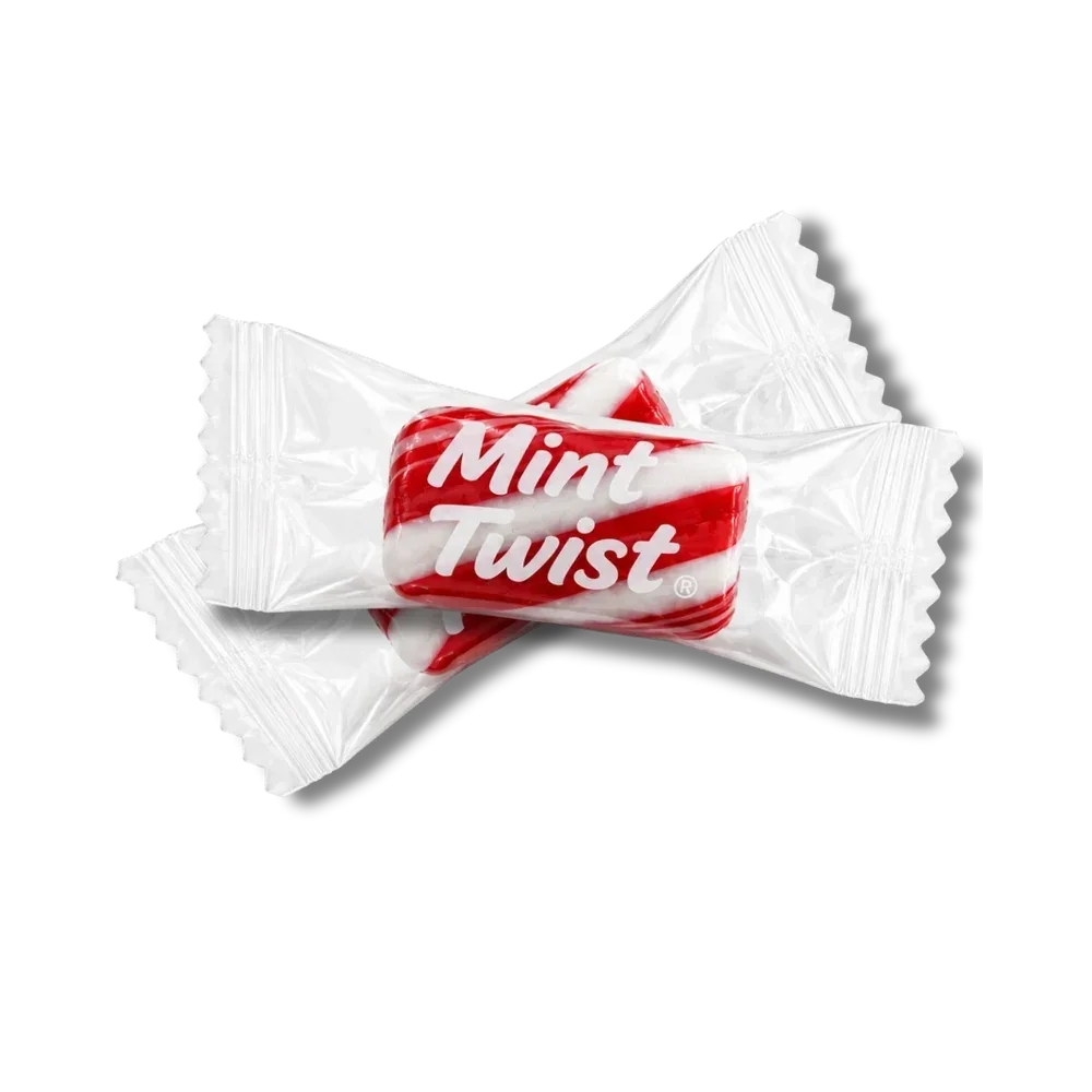 Atkinson’s Red &amp; White Mint Twists: 25-Pound Case