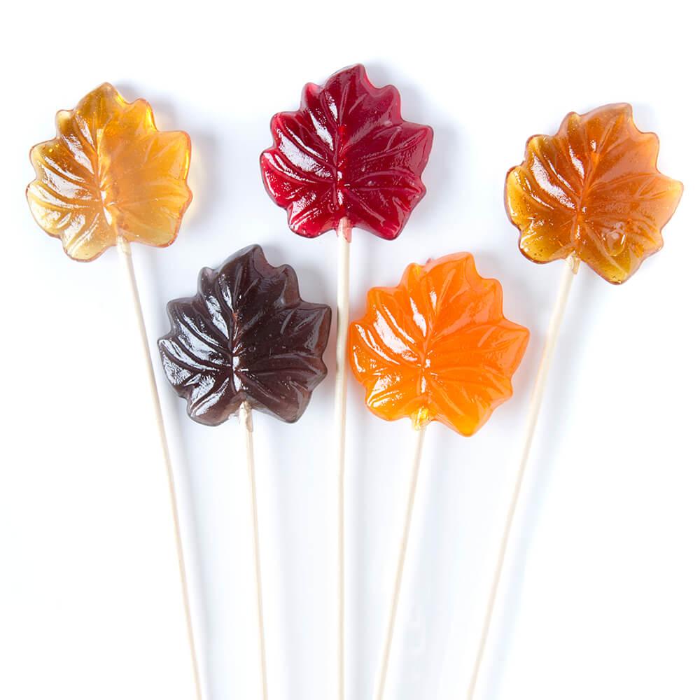 Autumn Maple Tree Leaves Hard Candy Lollipops: 12-Piece Bag - Candy Warehouse