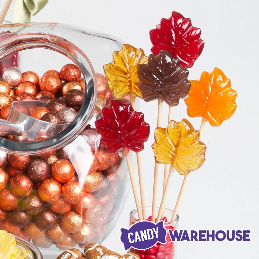 Autumn Maple Tree Leaves Hard Candy Lollipops: 12-Piece Bag - Candy Warehouse
