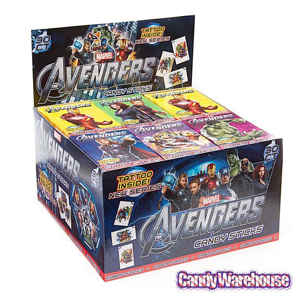 Avengers Candy Sticks Packs: 30-Piece Box - Candy Warehouse