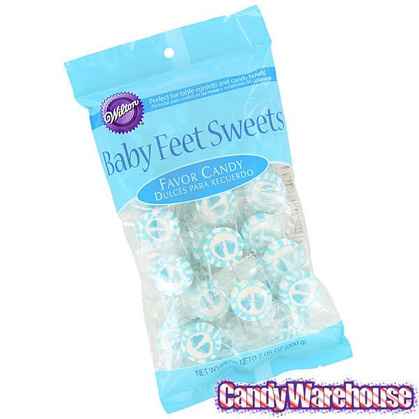 Baby Feet Favor Cut Rock Candy - Blue: 40-Piece Pack - Candy Warehouse