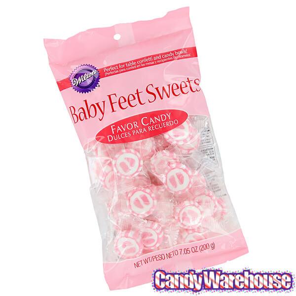 Baby Feet Favor Cut Rock Candy - Pink: 40-Piece Pack - Candy Warehouse