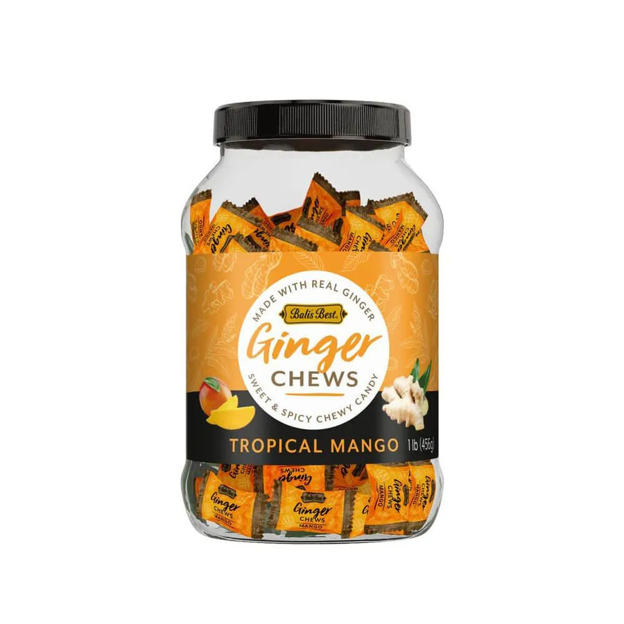 Bali's Best Tropical Mango Ginger Chews: 1LB Jar | Candy Warehouse