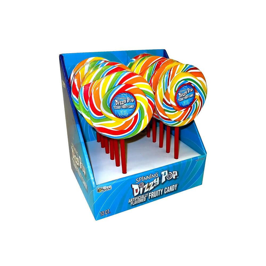 Bee International 3-Ounce Rainbow Spinning Dizzy Pops: 12-Piece Box - Candy Warehouse