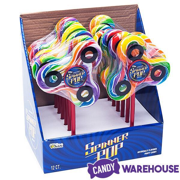 Bee International Fidget Spinner 3-Ounce Rainbow Swirl Pops: 12-Piece Display - Candy Warehouse