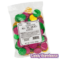 Bee International Mardi Gras Bubble Gum Coins: 100-Piece Bag - Candy Warehouse