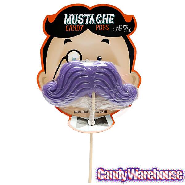Bee International Mustache Candy Pops: 12-Piece Display - Candy Warehouse