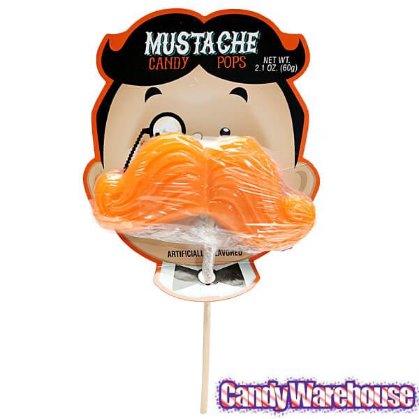 Bee International Mustache Candy Pops: 12-Piece Display - Candy Warehouse