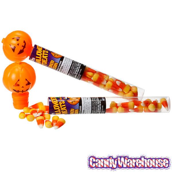 Bee International Pumpkin Topped Tubes with Candy Corn: 24-Piece Box - Candy Warehouse