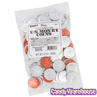 Bee International Silver and Copper Foiled Bubble Gum Coins: 100-Piece Bag - Candy Warehouse
