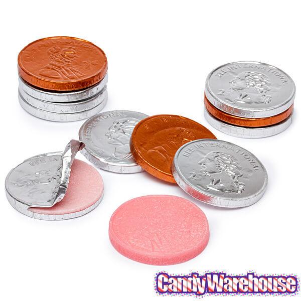 Bee International Silver and Copper Foiled Bubble Gum Coins: 100-Piece Bag - Candy Warehouse