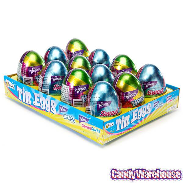 Bee International Tin Easter Eggs with SweeTarts and Nerds Candy: 12-Piece Display - Candy Warehouse