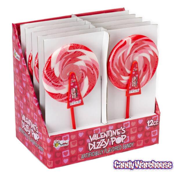 Bee International Valentine Spinning Dizzy Pops: 12-Piece Box - Candy Warehouse