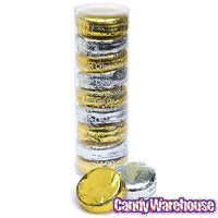 Belgian Milk Chocolate Covered Oreo Cookies - Gold and Silver Foiled: 9-Piece Gift Tube - Candy Warehouse
