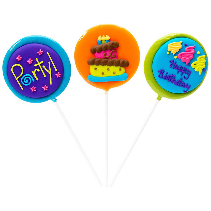 Birthday Hard Candy Lollipops: 12-Piece Pack - Candy Warehouse