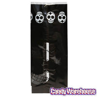 Black Cello Candy Bags with Day of the Dead Skulls: 100-Piece Box - Candy Warehouse