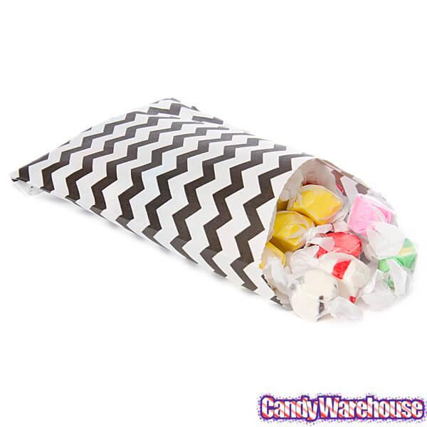 Black Chevron Stripe Candy Bags: 25-Piece Pack - Candy Warehouse