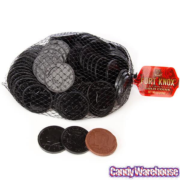 Black Foiled Milk Chocolate Coins: 1LB Bag - Candy Warehouse