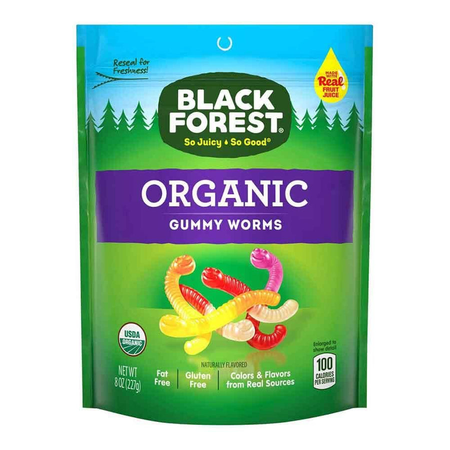 Black Forest Organic Gummy Worms Candy: 8-Ounce Bag - Candy Warehouse
