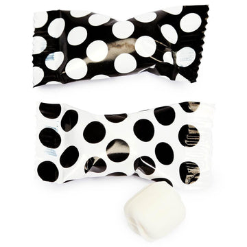 Black Polka Dots Wrapped Butter Mint Creams: 300-Piece Case - Candy Warehouse