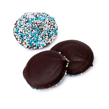 Blue Dark Chocolate Nonpareils Discs: 1LB Jar - Candy Warehouse