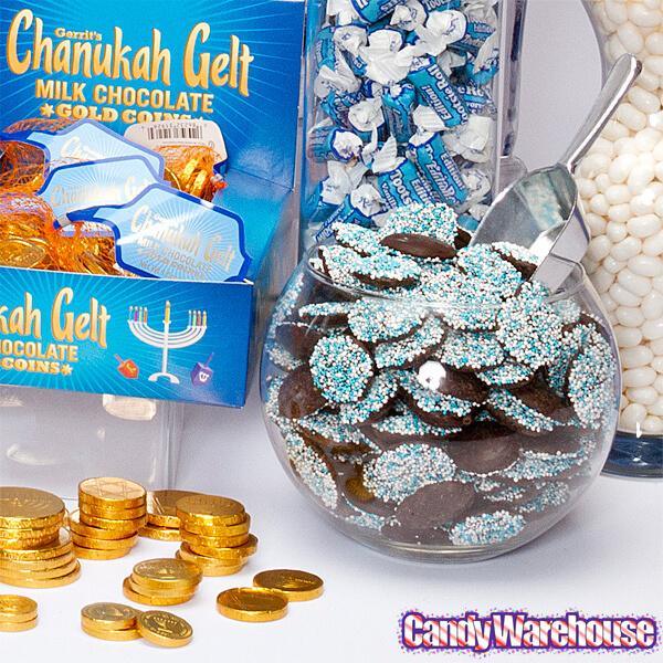 Blue Dark Chocolate Nonpareils Discs: 1LB Jar - Candy Warehouse