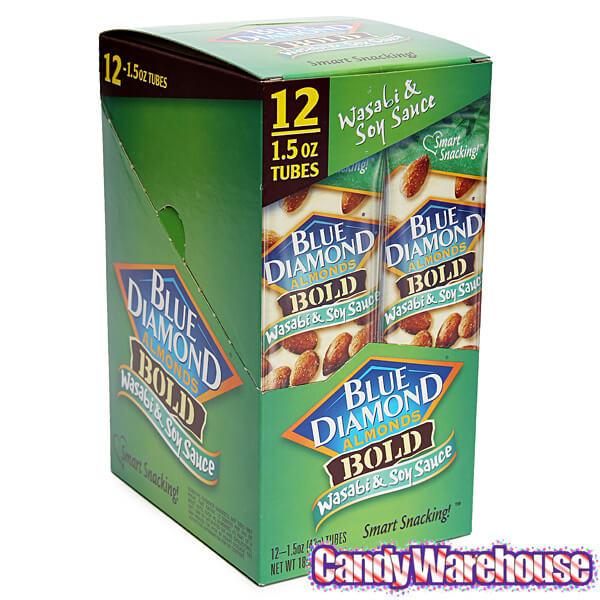 Blue Diamond Wasabi and Soy Sauce Almonds 1.5-Ounce Bags: 12-Piece Box - Candy Warehouse