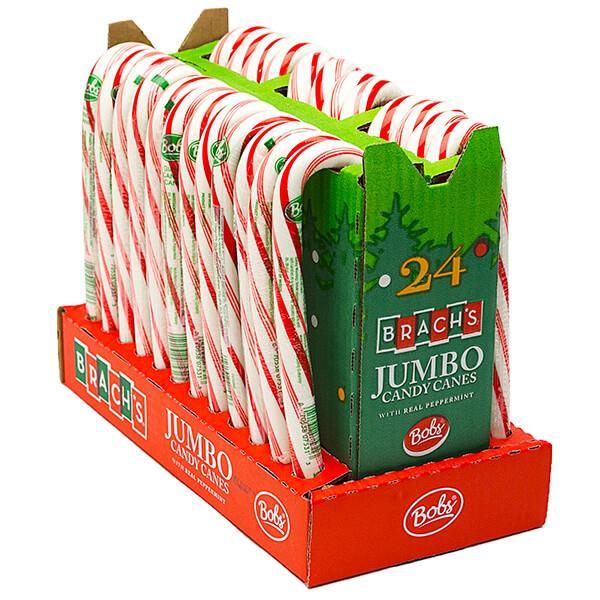 Bobs Sweet Stripes Peppermint Giant Candy Canes: 24-Piece Display - Candy Warehouse