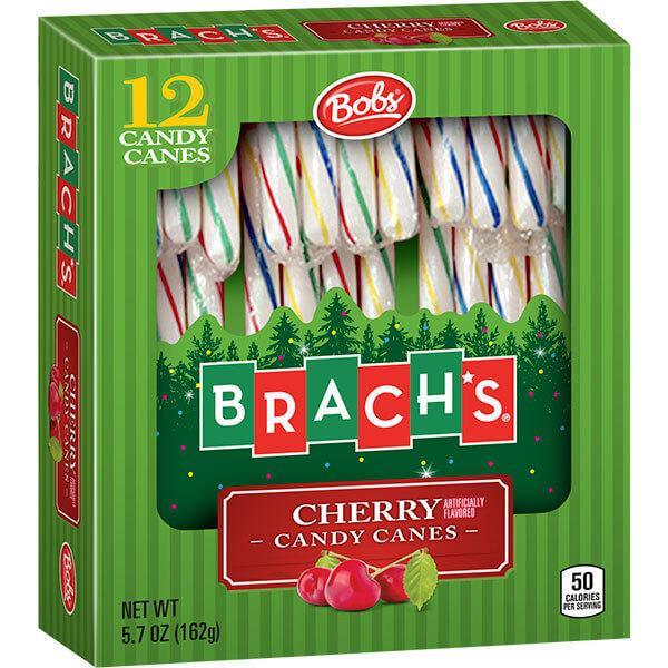 Bobs Sweet Stripes Rainbow Cherry Candy Canes: 12-Piece Box - Candy Warehouse