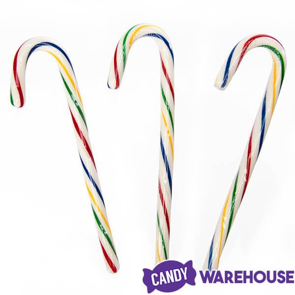 Bobs Sweet Stripes Rainbow Cherry Candy Canes: 12-Piece Box - Candy Warehouse