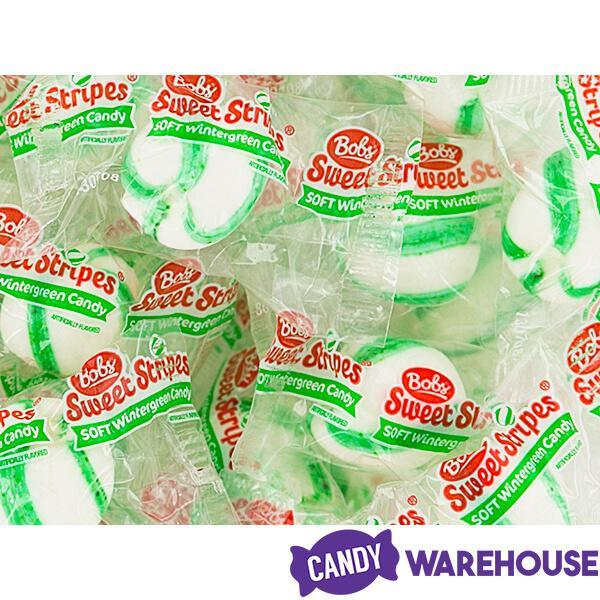 Bobs Sweet Stripes Wintergreen Soft Candy Balls: 50-Piece Bag - Candy Warehouse