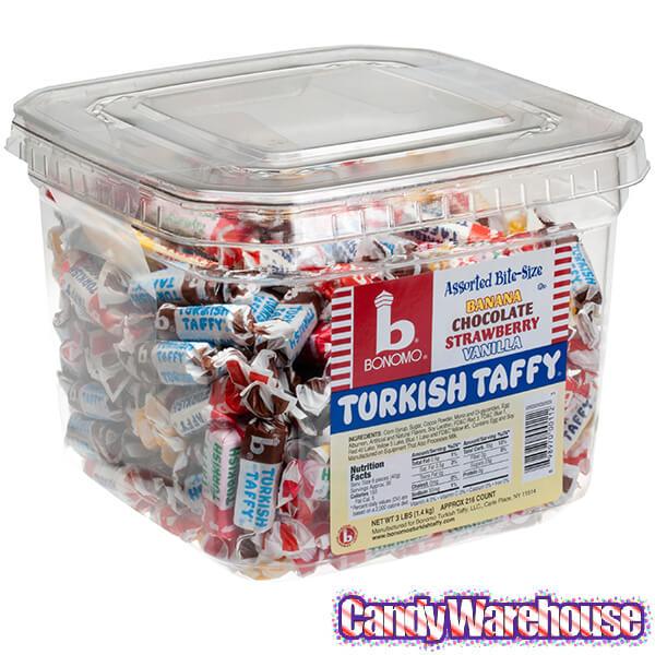 Bonomo Turkish Taffy Bite-Size Candy: 200-Piece Tub - Candy Warehouse