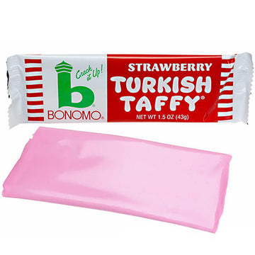 Bonomo Turkish Taffy Candy Bars - Strawberry: 24-Piece Box - Candy Warehouse