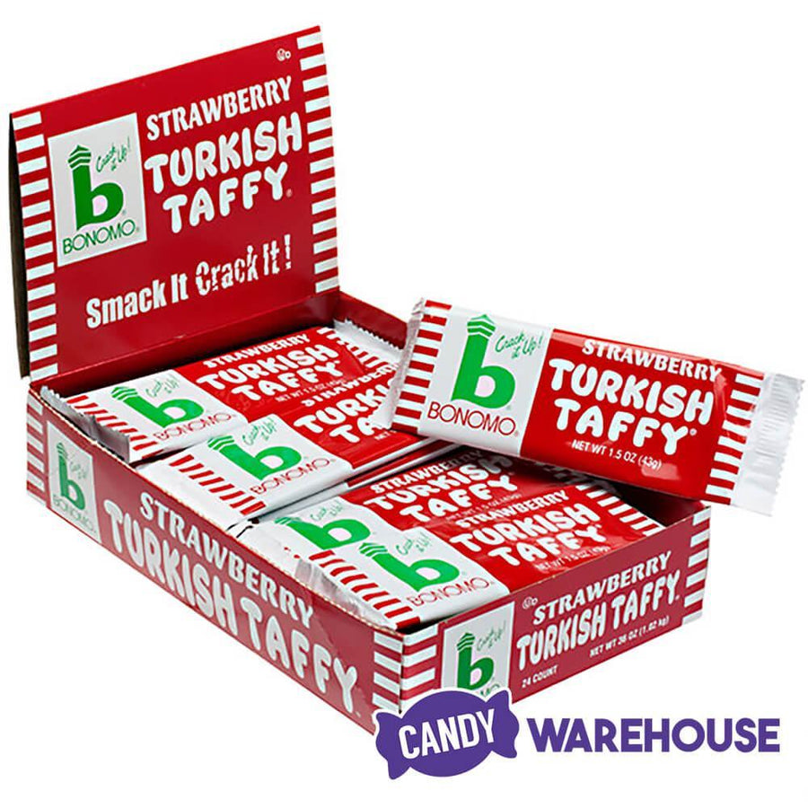 Bonomo Turkish Taffy Candy Bars - Strawberry: 24-Piece Box - Candy Warehouse